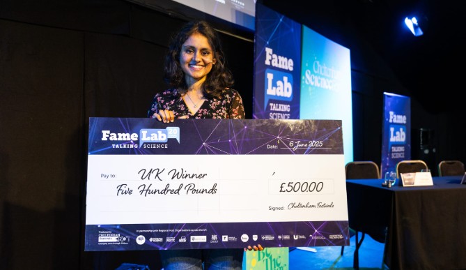 Image for Spatika Jayaram heading to CERN for the International FameLab final!